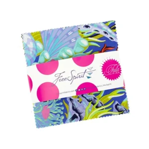 Floral Reef Charm Square Applique, patchwork and quilting fabrics. Range by Tula Pink for Freespirit Fabrics.
