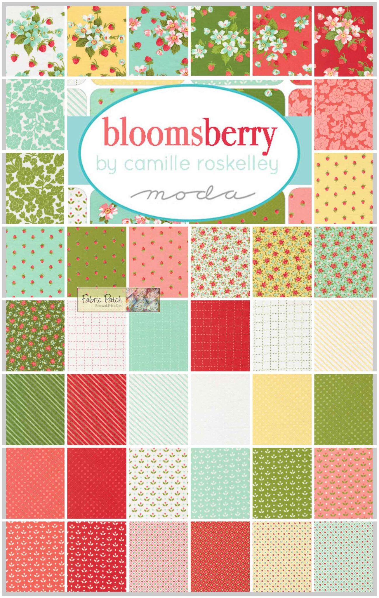 Bloomsberry Fat Quarter Bundle Applique, patchwork and quilting fabric. Fabric Range by Camille Roskelley for Moda Fabrics.