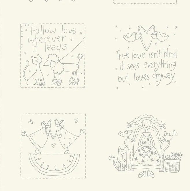 Handy Stitches Preprinted Stitchery Panel Designed by Natalie Bird for The Birdhouse. Manufactured by Devonstone Designs