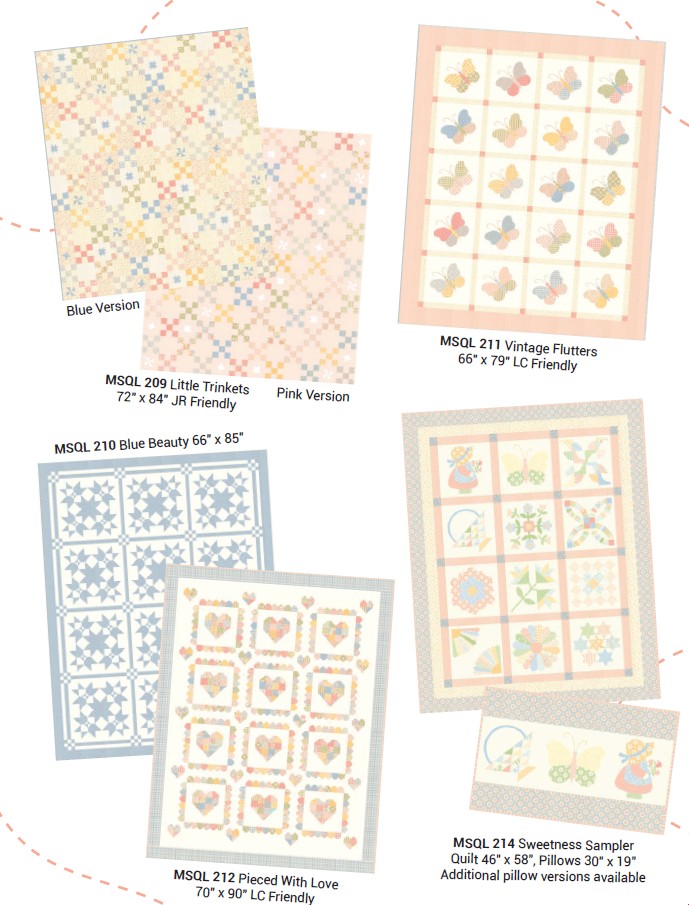 Handmade Sweetness Charm Square Applique, patchwork and quilting fabrics. Fabric Range by Heather Briggs of My Sew Quilty Life for Moda Fabrics.