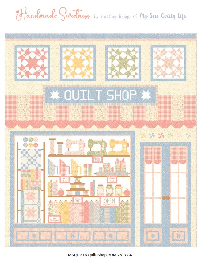 Handmade Sweetness Charm Square Applique, patchwork and quilting fabrics. Range by Heather Briggs of My Sew Quilty Life for Moda Fabrics.