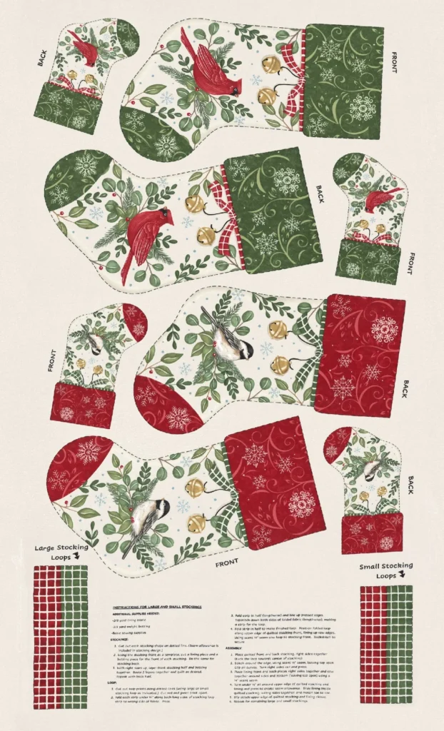 When Snow Falls Christmas Stocking Panel 56179-11 by Deb Strain for Moda Fabrics Applique, patchwork and quilting fabric. 